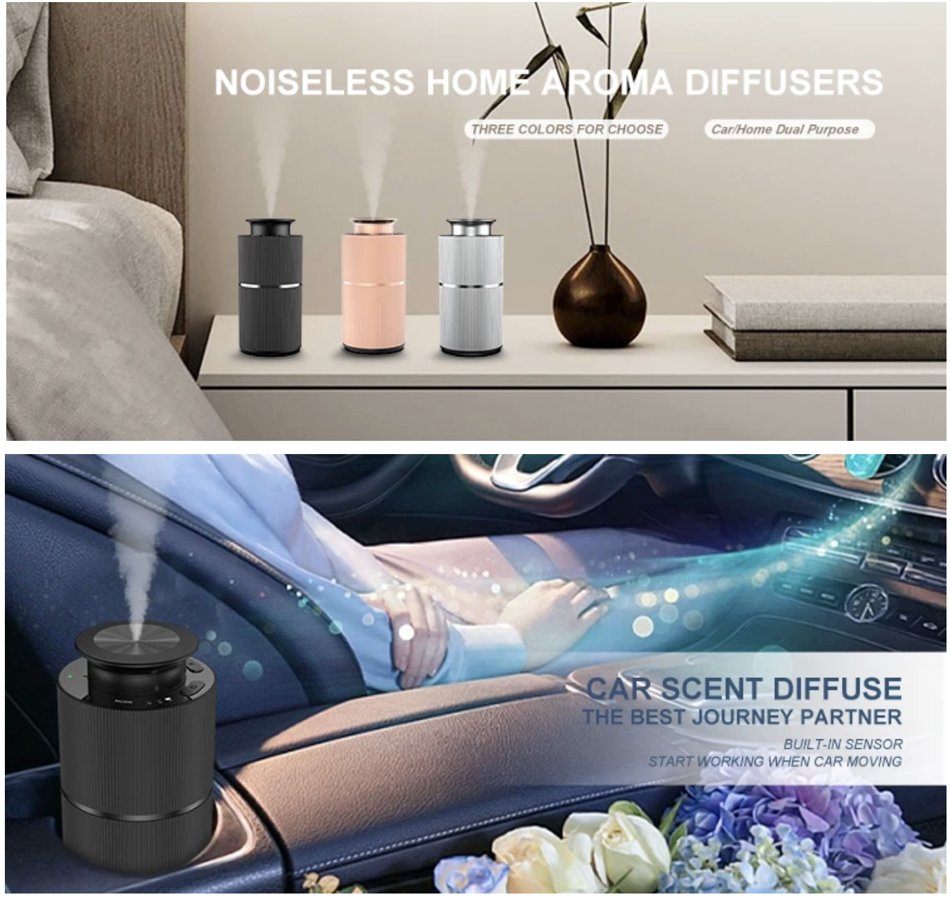 CAR-40N  2-in-1 Car/Home Waterless Diffuser — USB-C Rechargeable | Aluminum